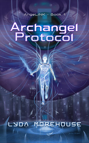 Archangel Protocol cover with a glowing humanoid figure on the front.