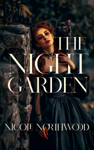 cover of The Night Garden with Ellie with a black cat on her shoulder